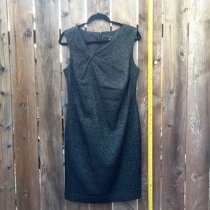 Ann Taylor Gray Herringbone Work Shift Dress Knot